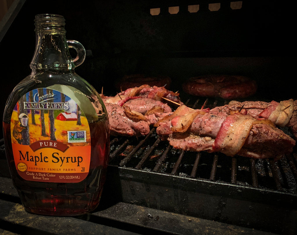 Maple Syrup Glazed, Bacon Wrapped Venison Tenders