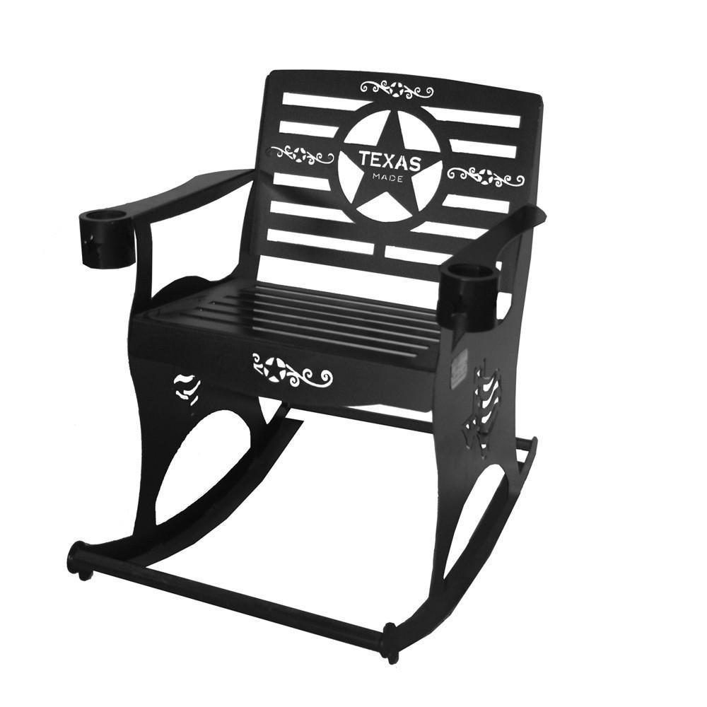 Texas Star Rocker Texas Rocker | Outdoor Texas Star Rocking Chair - Black Metal
